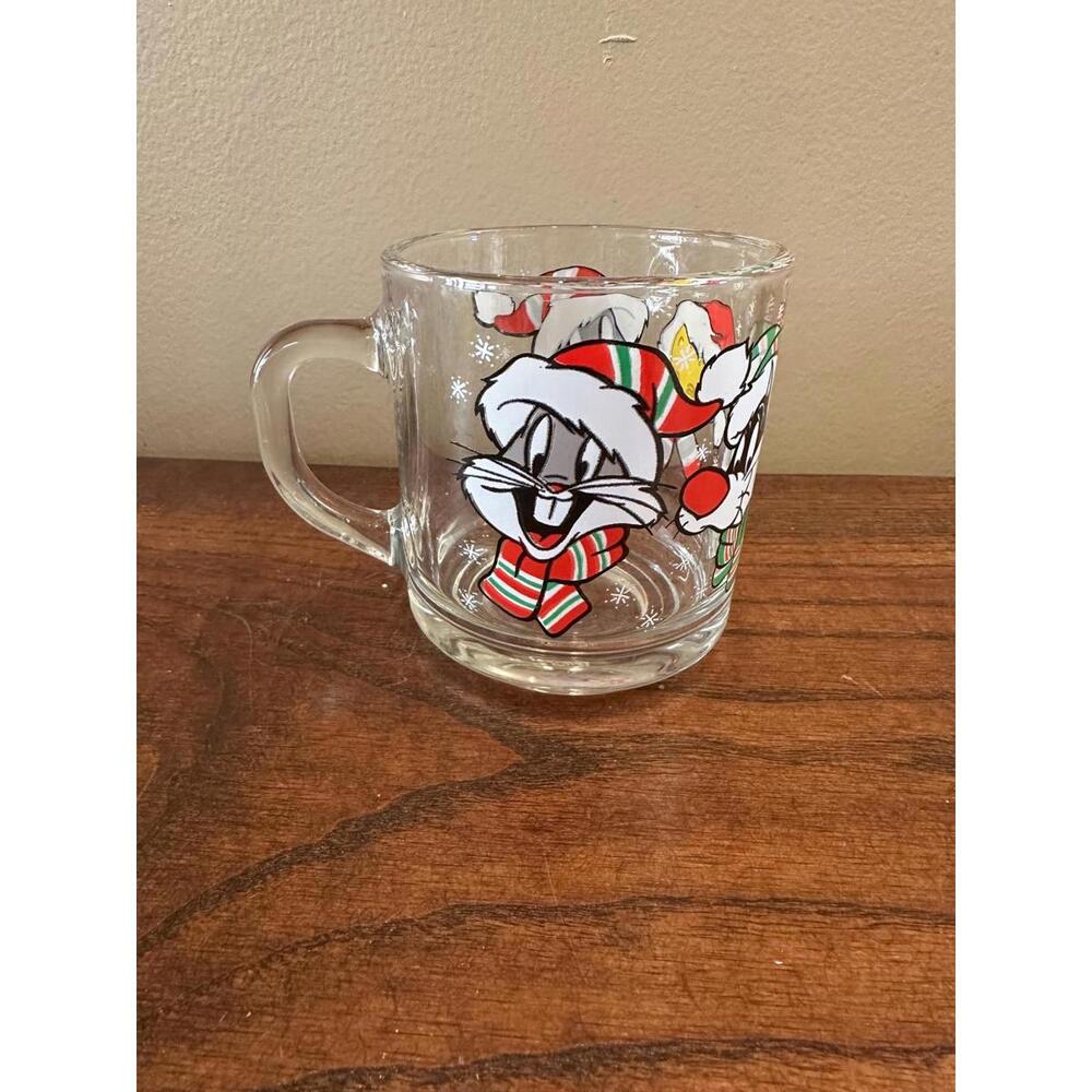 Vintage Christmas Looney Tunes Glass Mug